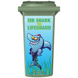 Mr Shark The Lifeguard Wheelie Bin Sticker Panel